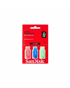 SanDisk Cruzer Blade USB Flash Drive 32GB, 3-Count - Blue, Pink, Green
