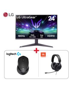 Gaming Starter Bundle LG Gaming Monitor + JBL Quantum 100 Wired Headset + Logitech Wireless Mouse (101005000000402,301001000000384,603001000009796)