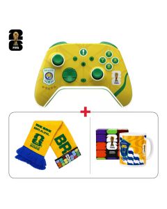 Brazil Fan Tech Gift Bundle FIFA Gaming Controller + National Scarfs + Ceramic Mugs (603001000013827,603001000013857,603001000013868)