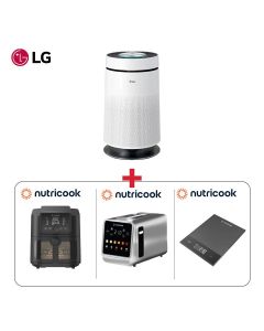 LG Air Purifier White + Nutricook Air Fryer Slim XXL 8L + Nutricook 2-Slice Digital Toaster + Nutricook Kitchen Scale Black - Cozy Home Bundle