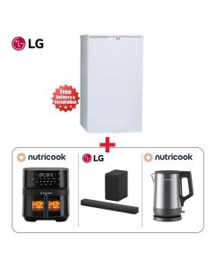 LG 96L Single Door Refrigerator + Nutricook Air Fryer 5.7L + LG S40T 2.1ch 300W Soundbar + Nutricook 1.7L Stainless Steel Kettle - Kitchen & Entertainment Bundle