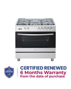 LG 90x60 5 Burner Full Gas Cooking Range Full Safety Stainless Steel Finish with Heavy Duty Cast Iron Trivet With Rotisserie | FA415RMA