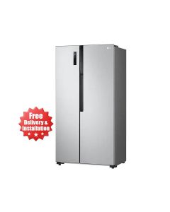 LG Side by Side Refrigerator, Total No Frost, Multi AirFlow, Touch LED Display, Smart Inverter Compressor Tempered Glass - Silver - GRFB587PQAM