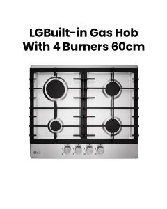 LG Built-In Gas Hob With 4 Burners 60cm, Enamel Coated Pan Support, 4.0kW Cooking Power - Silver - HU641BBG