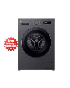 LG Front Load Washing Machine, Made In China, Stylish Middle Black Finish, Front Load Design, Advanced Wash Programs 8Kg - Black - F2Y1TYP6J