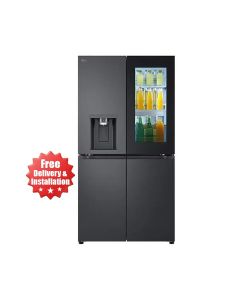 LG Black Glass InstaView French Door Refrigerator, Smart Diagnosis, Door Cooling+, Linear Cooling, InstaView Door-in-Door 681L - Black - GR-X34FFCAB
