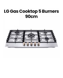 LG 5-Burner Gas Hob 90cm, Heavy Duty Grates, 4.0kW Power, Knob Control With Stainless Steel Finish - Silver - CG5Z3626S