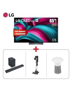 LG 65" OLED C5 4K Smart TV + LG SC9S 3.1.3ch Soundbar + LG Air Purifier + LG CordZero A9K Solo Stick Vacuum - LG Premium Living Bundle