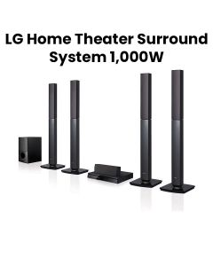 LG 1000W Home Theater With 4 Tallboy Surround System, DVD HTS, 5.1 Channel, Bass Blast Subwoofer - Black - LHD657