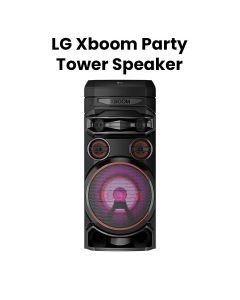 LG XBOOM Party Tower Speaker With Dual Bass Blast, Powerful Sound, Karaoke Function, Party Lighting - Black - RNC7