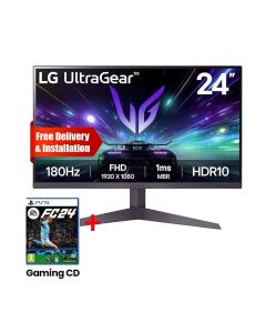 LG 24Inch UltraGear VA FHD 180Hz 1ms AMD FreeSync Gaming Monitor, HDMI 1.4 x 2, DP 1.4 x 1, Black, VA Panel - Black - 24GS50F-B