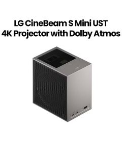 LG CineBeam S Mini UST 4K Projector, Auto Screen Adjustment, DCI-P3 154%, Dolby Atmos, HDR10 - Silver - PU615U