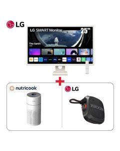 LG 25" FHD Smart Monitor + LG XBOOM XG2 Portable Bluetooth Speaker + Nutricook Air Purifier 4-Stage Filtration - Work From Home Bundle