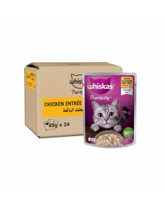 Whiskas Purrfectly Chicken Wet Cat Food, 85g Pouch, 24 Pack