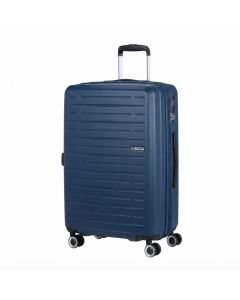American Tourister Aerojoy 66cm Medium Check-In Suitcase, Hard Side ABS Spinner Luggage with TSA Lock | Dark Blue