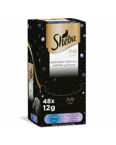 Sheba Melty Cat Food Treats - Tuna & Seafood Flavors, 48 Pouches of 12g