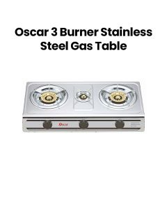 Oscar 3 Burner Stainless Steel Gas Table, Durable Stainless Steel Design And Reliable Performance - Silver - OGTSS3B