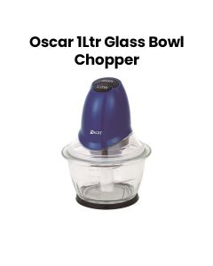 Oscar Glass Bowl Chopper 1L, Powerful Motor, Stainless Steel Blades, Multi-Purpose Use, One-Touch Operation, Durable Glass Bowl - Multicolor - OCH350GB