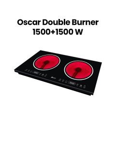 Oscar Double Burner Infrared Cooker, 2850-3000W Power, Touch Control Panel, Energy Efficient Heating & Multi-Cooking Functions | Black - OIRC2218TCS