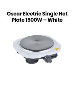 Oscar Electric Single Hot Plate 1500W, Cast Iron Plate, Adjustable Thermostat, Overheat Protection, Portable Design - White - OHP-10W1