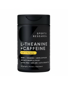 Sports Research L-Theanine & Caffeine: Focused Energy Boost - 60 Softgels