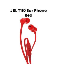 JBL T110 Earphone Lightweight Design With Powerful Pure Bass Sound, Comfortable Fit, And Durable Cable For Everyday Music And Calls - Red - T110