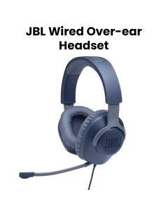 JBL Quantum 100 Wired Headset Over-Ear Gaming with a Detachable Mic, Lightweight Over-Ear Design, Multi-Platform Compatibility - Blue - QUANTUM100