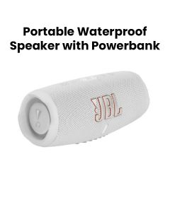 JBL Charge 5 Portable Waterproof Speaker With Powerbank, Experience Powerful Sound, Long-lasting Battery Life - White - CHARGE 5