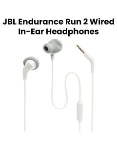 JBL Endurance Run 2, Sports in Ear Wired Earphones with Mic, Pure Bass, Sweatproof, Flexsoft eartips, Magnetic Earbuds - White - JBLENDURANCERUN2