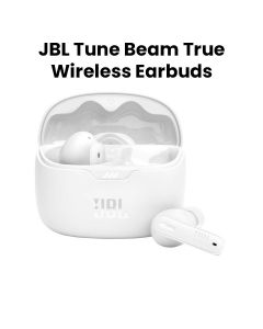 JBL Tune Beam True Wireless Noise Cancelling Earbuds, Pure Bass Sound, Bluetooth 5.3, Smart Ambient, 4-Mics Technology - White - TUNE