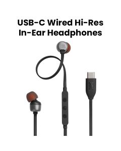 JBL Tune 310C USB-C Wired Hi-Res In-Ear Headphones with Hi-Res Audio and USB-C Connectivity, 3-Button EQ Preset Remote with Microphone - Black - TUNE310C