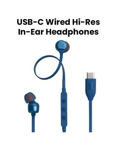 JBL Tune 310C USB-C Wired Hi-Res In-Ear Headphones with Hi-Res Audio and USB-C Connectivity, 3-Button EQ Preset Remote with Microphone - Blue - TUNE310C