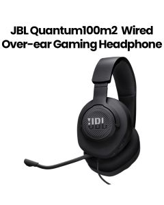 JBL Quantum 100 Wired Over-Ear Gaming Headphones with Detachable Mic, Supports Windows Sonic Spatial Audio - Black - QUANTUM100M2