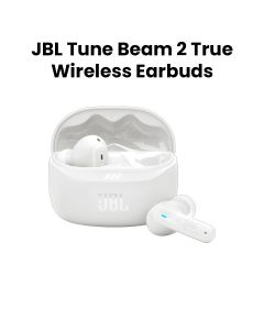 JBL Tune Beam 2 True Wireless Noise Cancelling Earbuds, Up To 48 Hours Total Playback, IP54 Dust And Water Resistant - White - TUNEBEAM2