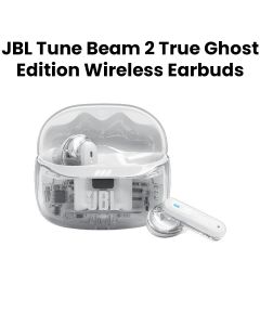 JBL Tune Beam 2 True Wireless Noise Cancelling Earbuds Ghost Edition, Up To 48 Hours Total Playback, IP54 Dust And Water Resistant - White - TUNEBEAM2