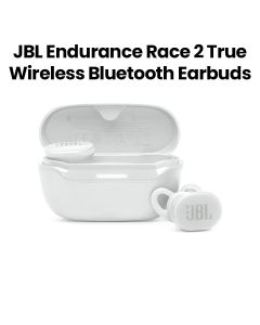 JBL Endurance Race 2 True Wireless Waterproof Sports Earbuds, 48H Of Playback, Plus Speed Charging & Active Noise Cancelling - White - JBLENDURRACE2BLWHT