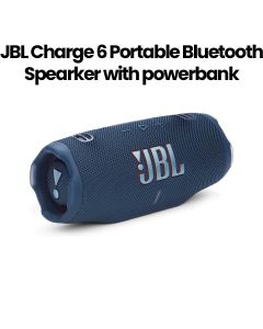 JBL Charge 6 Portable Waterproof And Drop-Proof Bluetooth Speaker With Powerbank, Durable Design Perfect For Outdoor And Indoor Use - Blue - JBLCHARGE6BLU