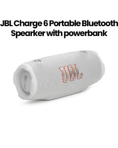 JBL Charge 6 Portable Waterproof And Drop-Proof Bluetooth Speaker With Powerbank, Durable Design Perfect For Outdoor And Indoor Use - White - JBLCHARGE6WHT