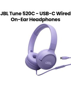 JBL Tune 520C Wired On-Ear Headphones With USB-C, Hi-Res Audio, JBL Pure Bass Sound, EQ Presets - Purple - JBLT520CPUR