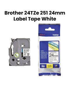 Brother Label Tape 24mm, Strong Adhesion, Professional Output, Versatile Applications, Durable Lamination - Black On White - TZe-251