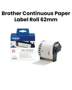 Brother Continuous Label Printer Paper Tape 62mm, Direct Thermal Printing, Strong Adhesive & Durable Bond, Easy to Load & Use - White/Black - DK22205