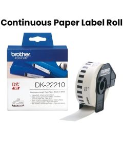 Brother Continuous Length Paper Tape Roll 29mm, Custom Length Labels, Strong Adhesion, Professional Finish - Black On White - DK-22210