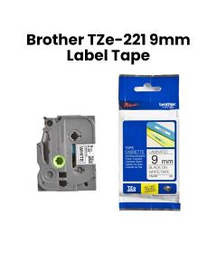 Brother Black On White Label Tape For Clear 9mm, Durable Labeling, Water-resistant, Fade-proof, Ideal For Home, Office - White - TZe-221