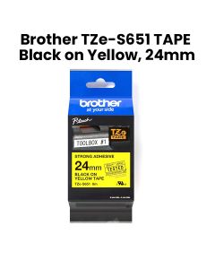 Genuine Brother Strong Adhesive Label Tape For Durable, Long-lasting Labeling On Rough Or Uneven Surfaces - Yellow - TZe-S651