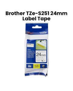 Brother Strong Adhesive Black On White Label Tape 24mm, P-touch Tape With Extra Strength, Waterproof, Fade-resistant, Ideal For Industrial - Yellow - TZe-S251