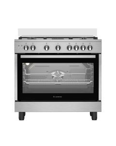 Ariston 90x60cm Freestanding Gas Cooker – 5 Gas Burners incl. Wok Burner, Fan-Assisted Gas Oven, Mechanical Timer | Inox – ARR9 GGF 22125 XME