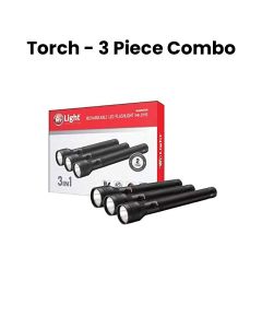 Mr. Light Rechargeable LED Flashlight Torch Combo 3 Pieces, IPX4/IPX5 Water Resistance, 1000 Lumens Output - Black - MR2115
