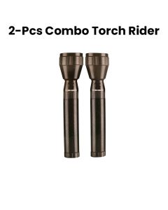 Mr. Light Rechargeable Rider LED Flashlight Torch Combo 2 Pieces, IPX4/IPX5 Water Resistance Rating - Black - MRQ25