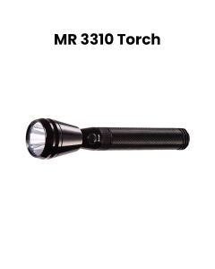 Mr. Light Rechargeable LED Flashlight Torch, Bright LED Light, Durable Design, Push Button Operation, Compact Cylindrical Design - Black - MR3310