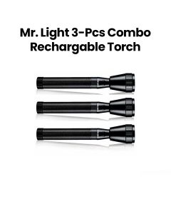 Mr. Light Rechargeable LED Torch Combo 10W 3 Pieces, 3000K Color Temperature, Frequency 50Hz, 4 Hours Battery Back Up - Blue - MR 2100